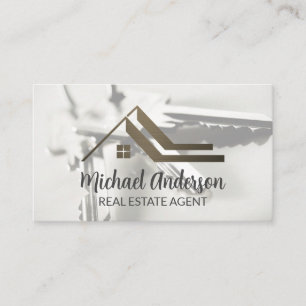 Real Estate Roof Logo   House Keys Business Card