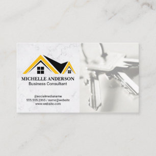Real Estate Roof Logo   Keys Business Card
