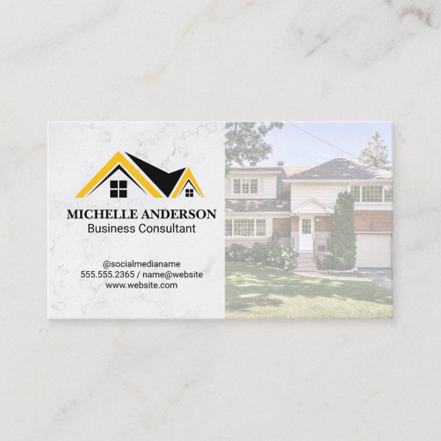 Real Estate Roof Logo | Neighbourhood Home  Business Card (Front)