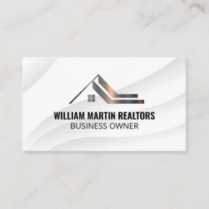 Real Estate Roof Metallic Logo Business Card