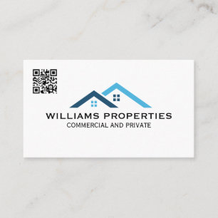 Real Estate Roof Top Logo QR Code Business Card