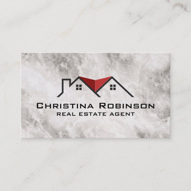 Real Estate Roof Top Logo | Realtor Service Business Card (Front)