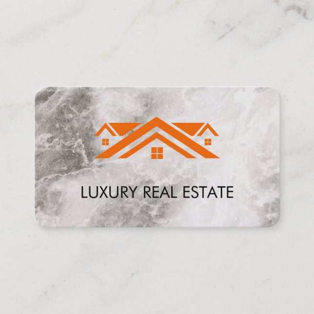 Real Estate Roof Top Marble Business Card (Front)