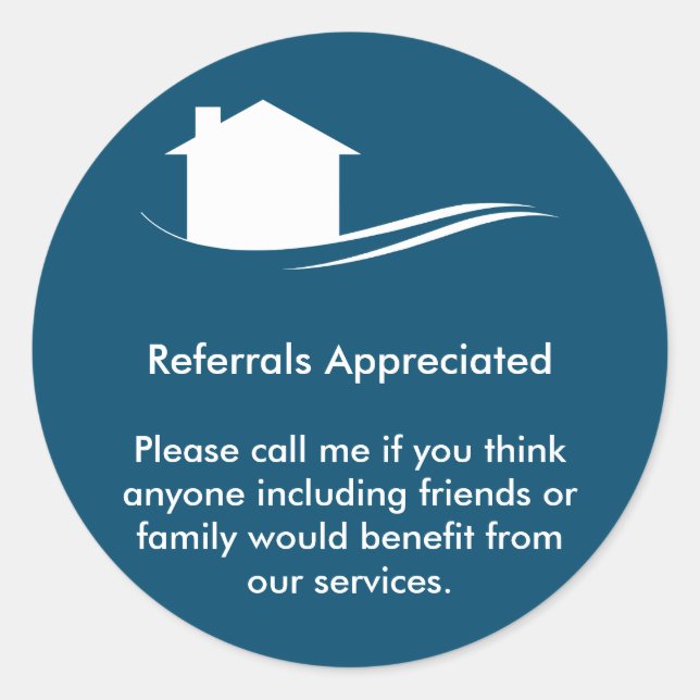 Real Estate Services Referral Appreciation Classic Round Sticker (Front)