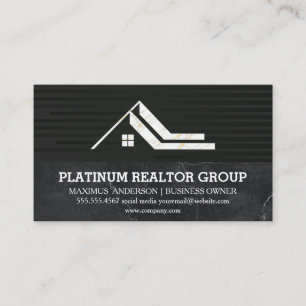 Real Estate Sleek Black Marble Business Card