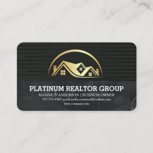 Real Estate Sleek Black Properties Business Card