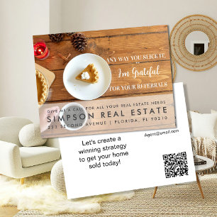 real estate slice pumpkin pie referrals announcement postcard