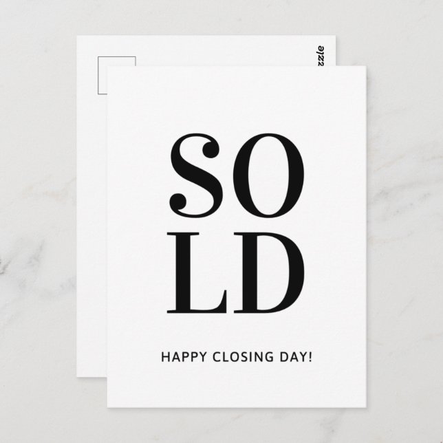 Real Estate Sold Happy Closing Day  Postcard (Front/Back)