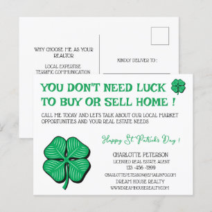 Real Estate St Patrick's Day Promotional Marketing Holiday Postcard