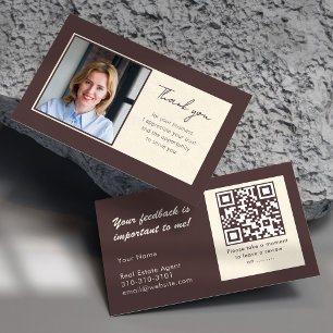 Real Estate Thank You and QR Code Review Boho Business Card