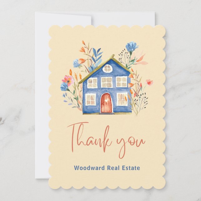 Real Estate Thank You Client Appreciation Stylish  Card (Front)