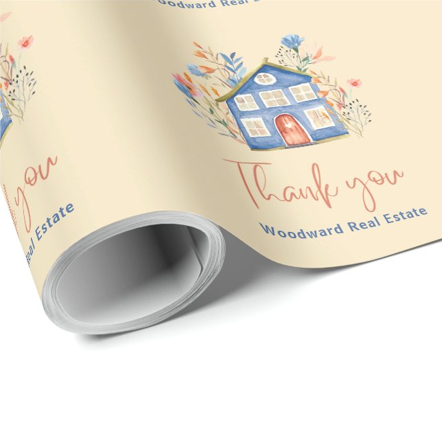 Real Estate Thank You Promotional Marketing Trendy Wrapping Paper (Roll Corner)
