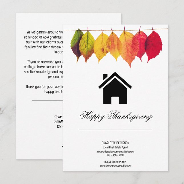 Real Estate Thanksgiving Marketing or Pop By Holiday Card (Front/Back)