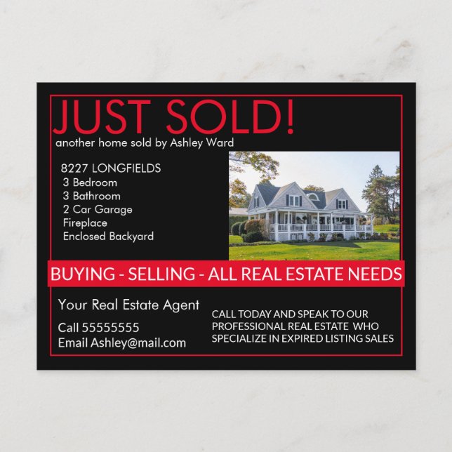 Real estate Trouble selling your home? just sold Postcard (Front)