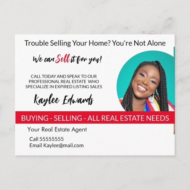 Real estate Trouble selling your home?  Postcard (Front)