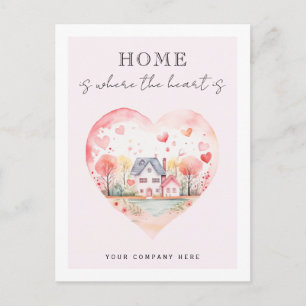 Real Estate Watercolor Heart Home  Postcard