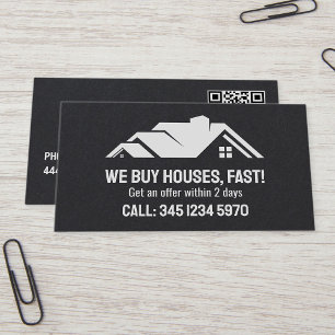 🏘️Real Estate We Buy Houses QR Premium Business Card