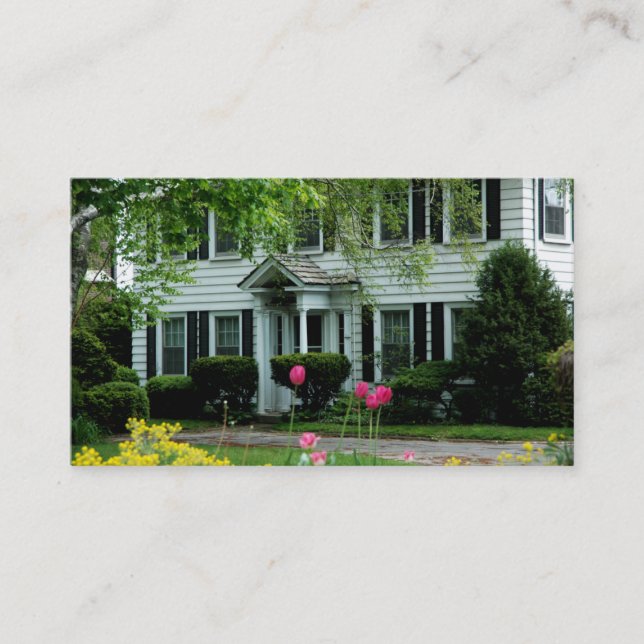 Real Estate White Black House Business Card (Front)