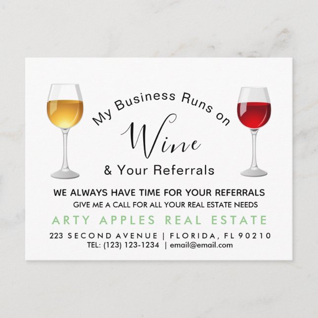 real estate wine referrals Announcement (Front)