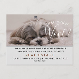 real estate woof referrals Announcement Postcard