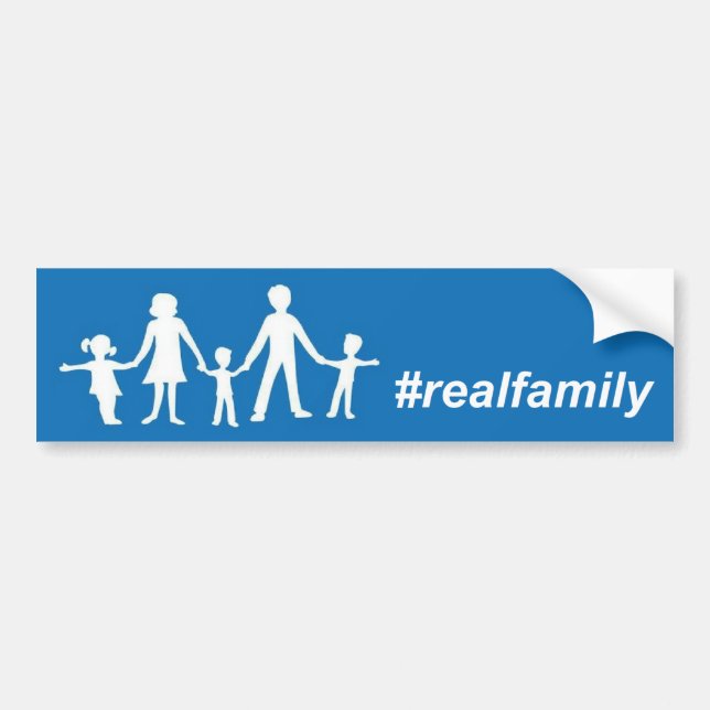 Real Family Flag Bumper Sticker, Straight Pride Bumper Sticker (Front)
