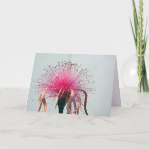 Real Fibre Optic Flower and Flamingo Thank You Card