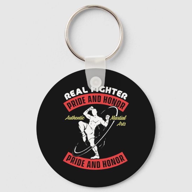 Real Fighter Muay Thai Mma Fight Authentic Martial Key Ring (Front)