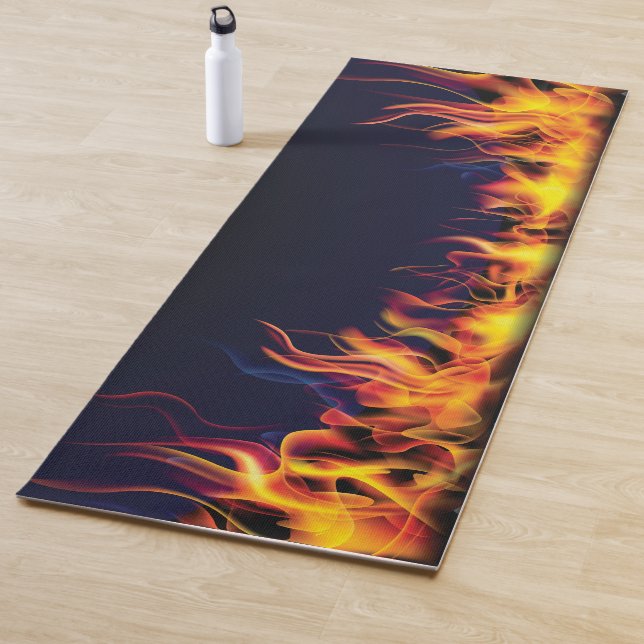 Real Fire on Black Background Yoga Mat (In Situ)