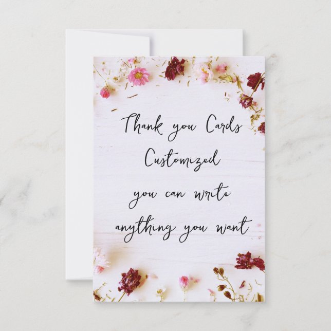 Real Floral Flat Thank You Card, customised Card (Back)