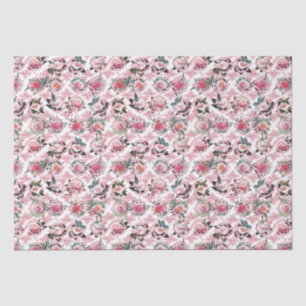 Real Floral Pink Filigree Tissue Paper