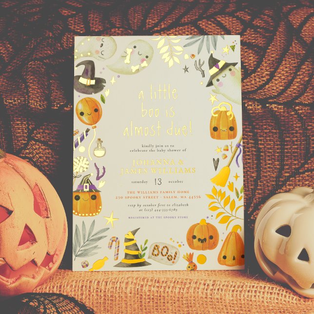 Real Foil A Little Boo Ghost Halloween Baby Shower (Creator Uploaded)