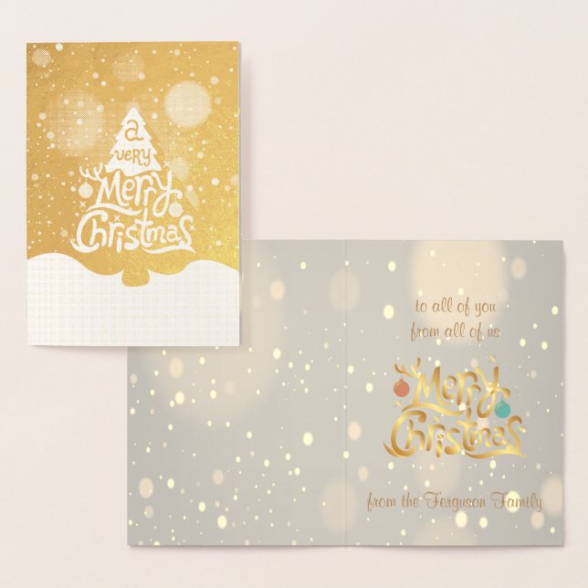 Real Foil A Very Merry Christmas Tree Greeting Foil Card (Display)