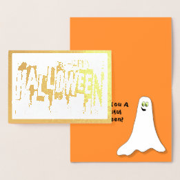 Real Foil Abstract BOO-tiful Happy Halloween Card