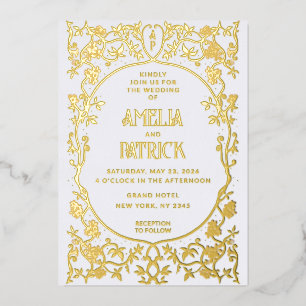 Real Foil Art Nouveau Floral Wedding 