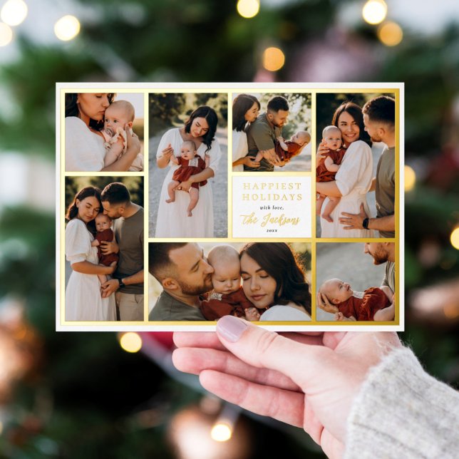 Real Foil Boho Christmas 7 Photo Collage Holiday (Creator Uploaded)