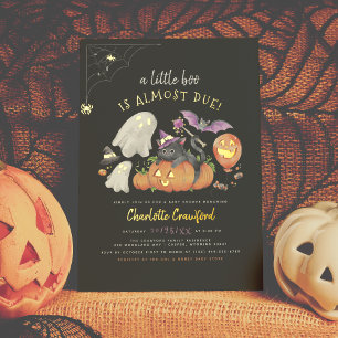 Real Foil   Boo Cute Spooky Halloween Baby Shower Foil Invitation Postcard