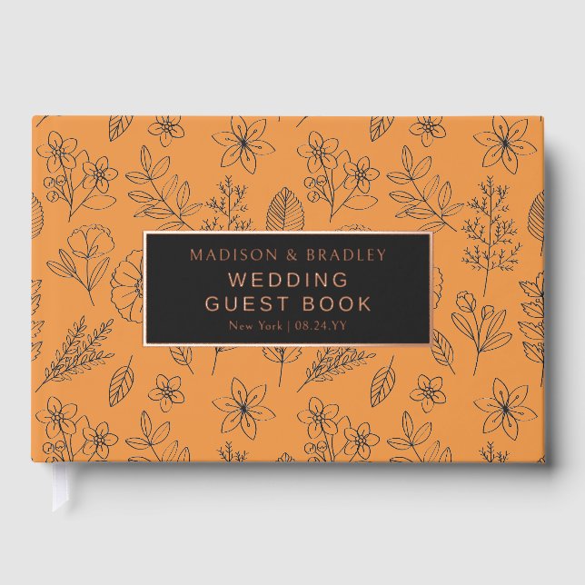 Real Foil Botanical Floral Wedding Guest Book (Front)