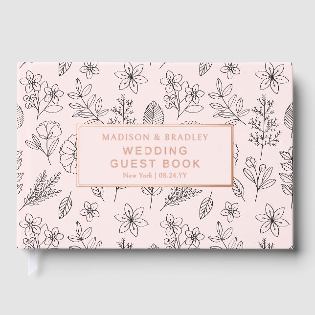 Real Foil Botanical Floral Wedding Guest Book (Front)