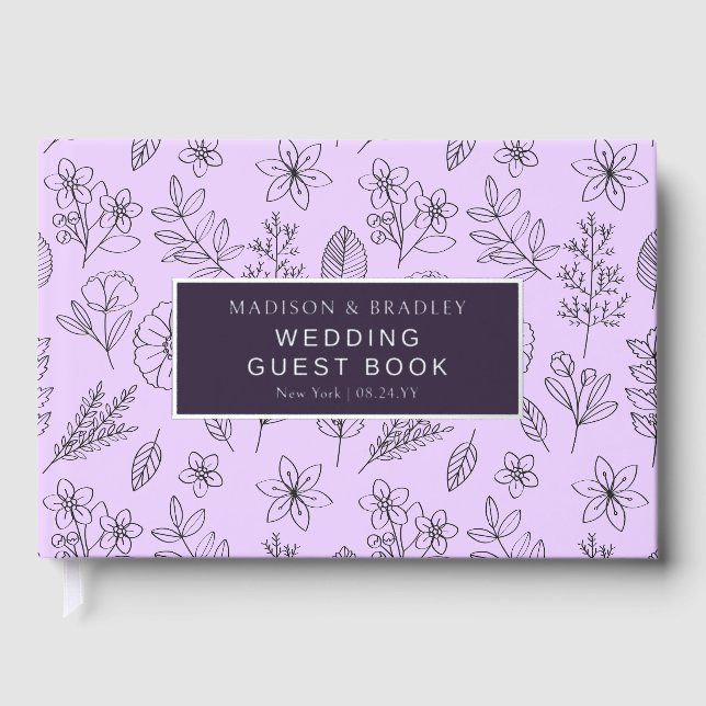 Real Foil Botanical Floral Wedding Guest Book (Front)