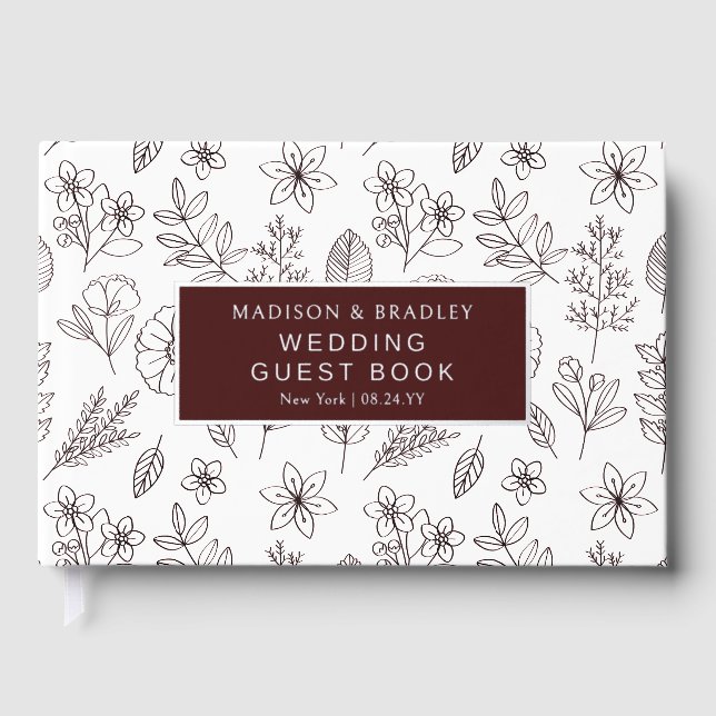 Real Foil Botanical Floral Wedding Guest Book (Front)