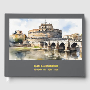 Real foil Castel Sant'Angelo Rome watercolor chic Guest Book