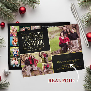 REAL Foil Christian Verse Christmas Photo