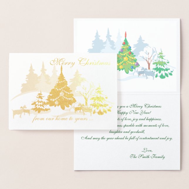 Real Foil  Christmas Goats in Winter Foil Card (Display)
