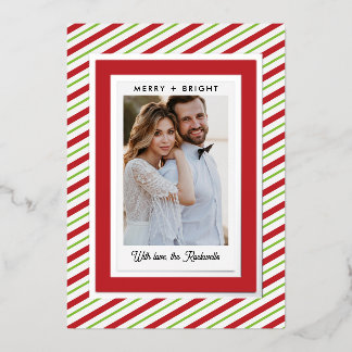 Real Foil Custom Text Christmas Holiday Photo Card