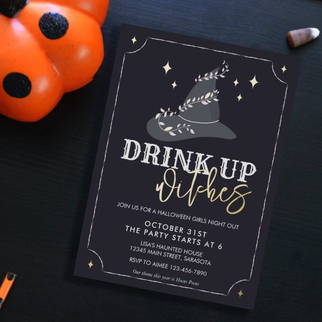 Real Foil Drink Up Witches Halloween Party Invite (Creator Uploaded)