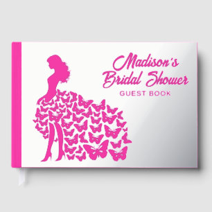 Real Foil Elegant Bride Bridal Shower Silver Pink Guest Book
