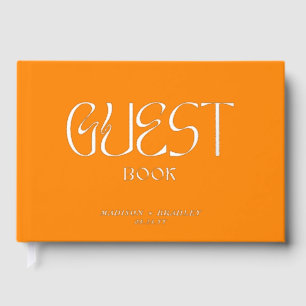 Real Foil Elegant  Calligraphy Script Wedding Guest Book