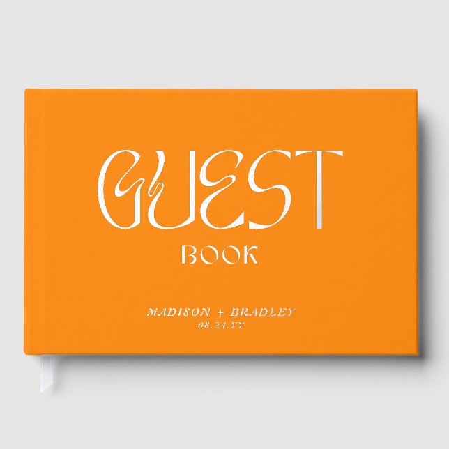 Real Foil Elegant  Calligraphy Script Wedding Guest Book (Front)