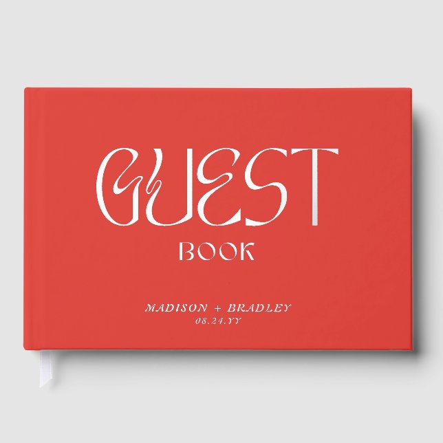 Real Foil Elegant  Calligraphy Script Wedding Guest Book (Front)