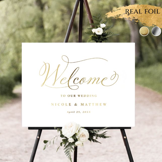 Real Foil Elegant Calligraphy Wedding Welcome Sign (Creator Uploaded)